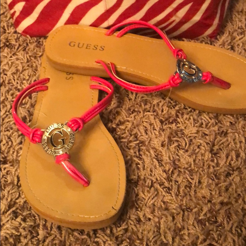 Pink and silver guess flip flops!